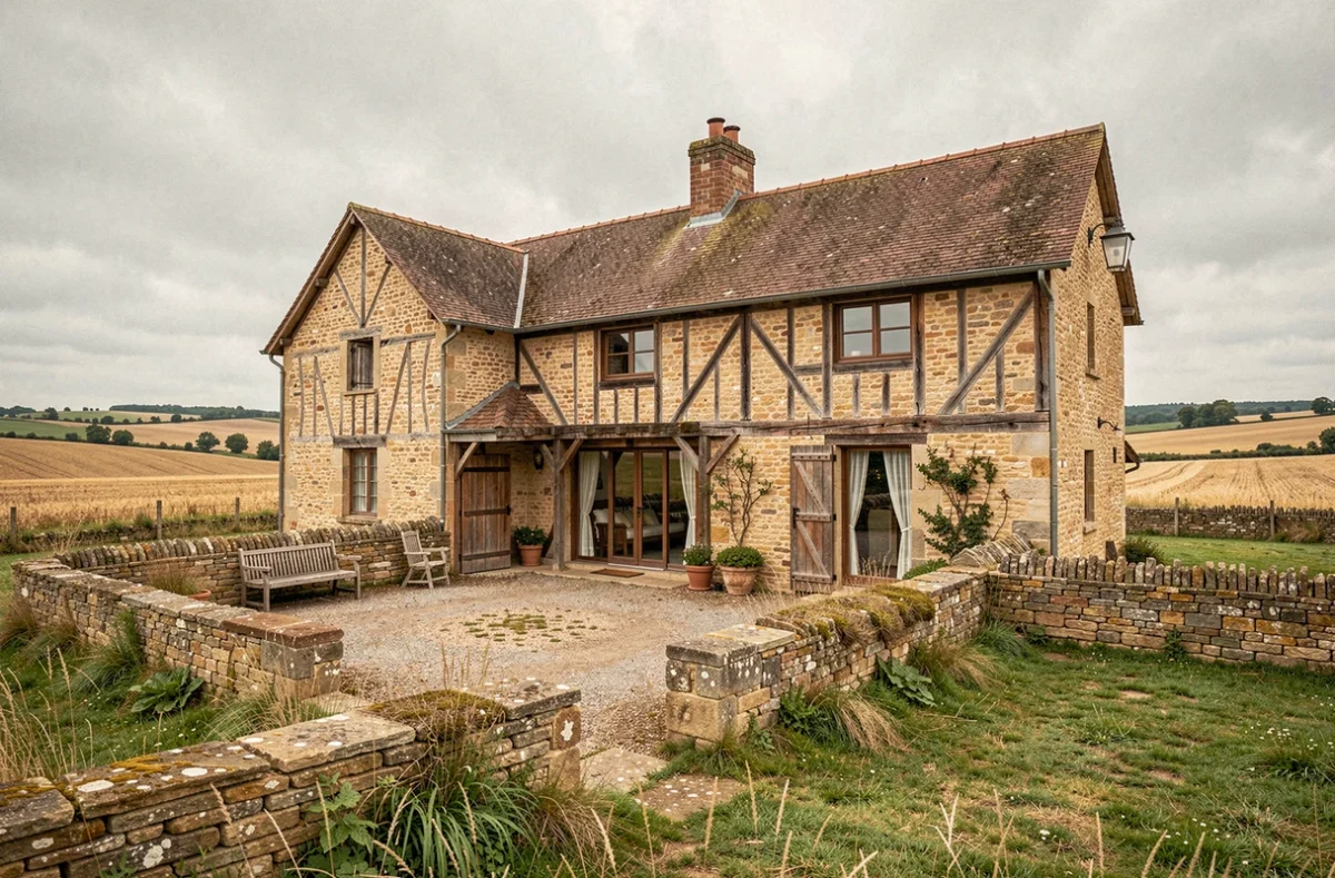 Les Granges d'Haillancourt, ancienne ferme picarde restaurée avec cour en pierre et granges rénovées en chambres d'hôtel
