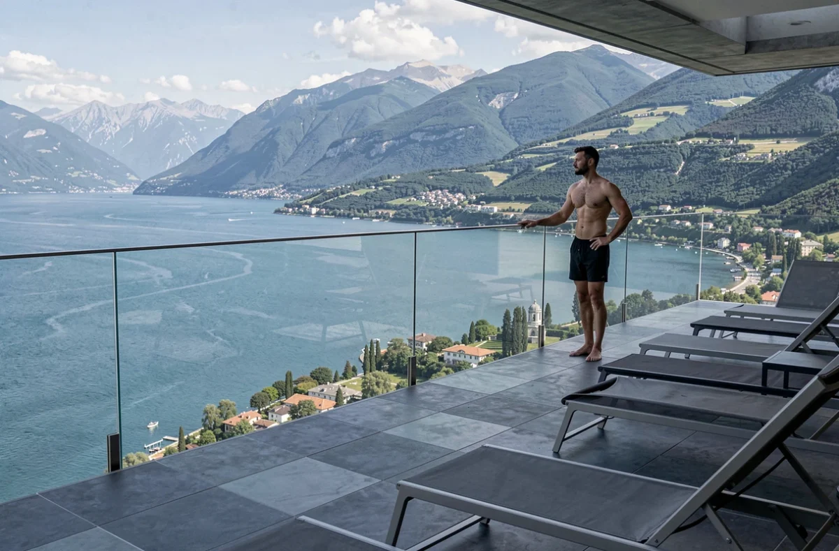 Piscine sur le toit de l'Hôtel Urban Aix-les-Bains avec vue panoramique sur le lac du Bourget